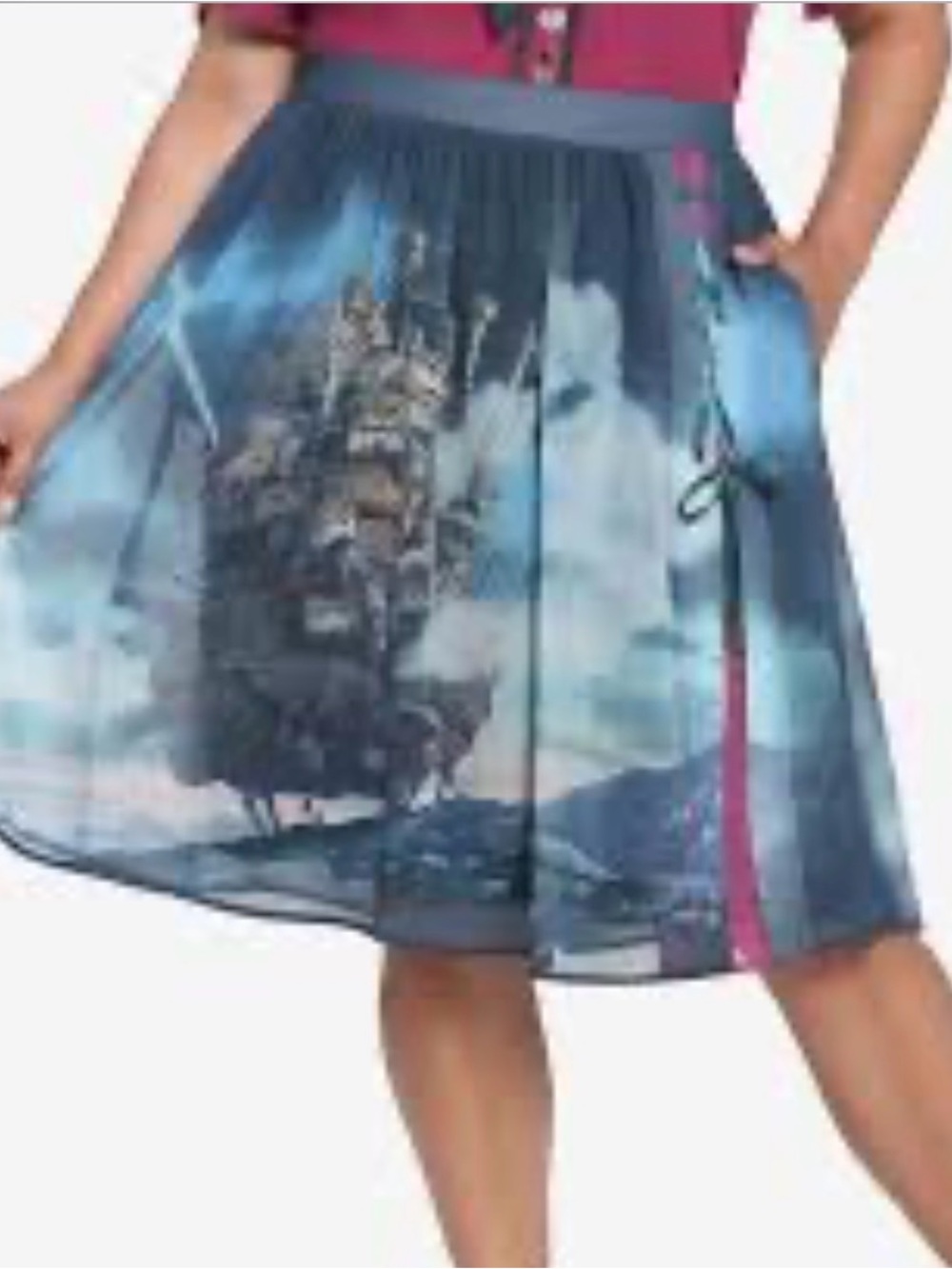 Howl’s moving castle Skirt with Contrast Trim - Women's Blue Skater